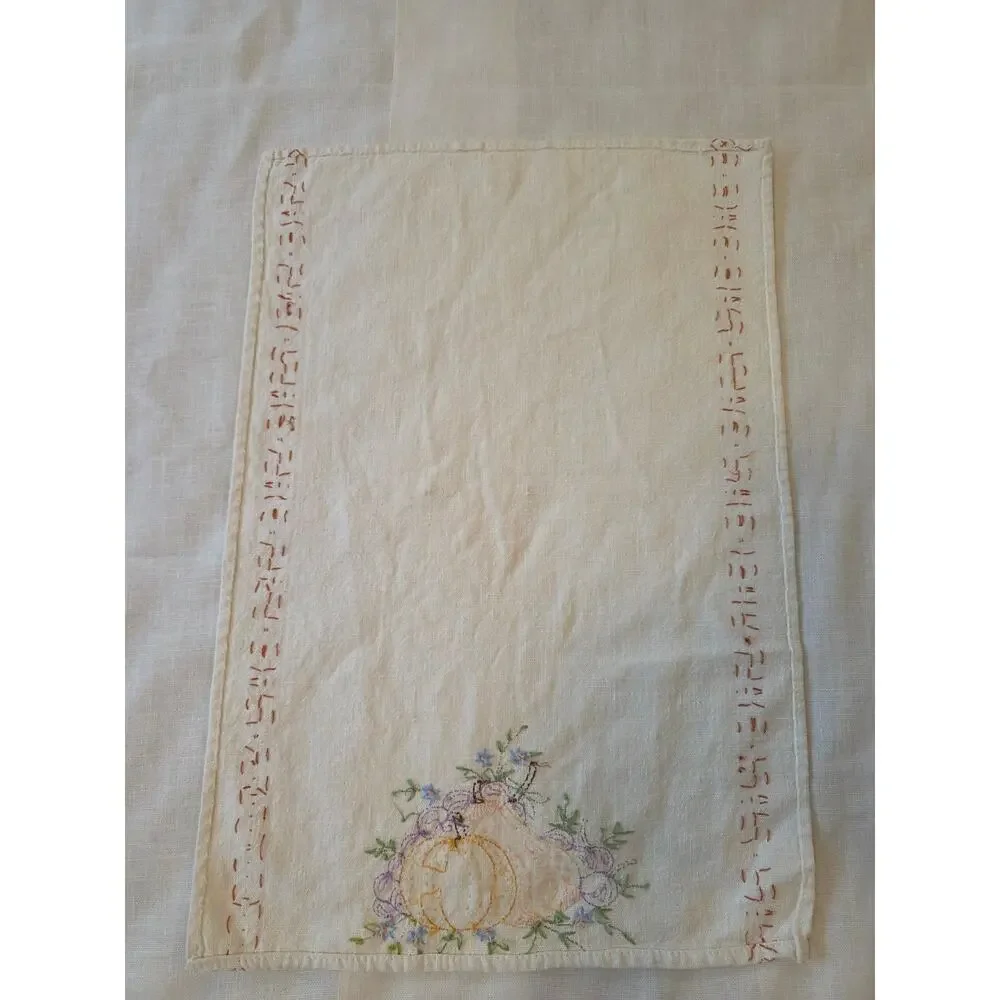 VTG Embroidered Flour Sack Kitchen Towel Farmhouse Cottagecore Floral Dishcloth